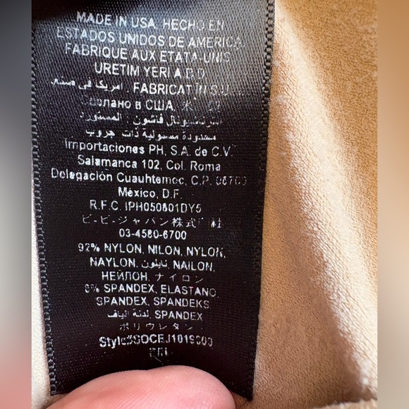 Bebe Black Tan Bodycon above the knee Dress Scoop Neck 3/4 Sleeves size Small - Picture 5 of 9